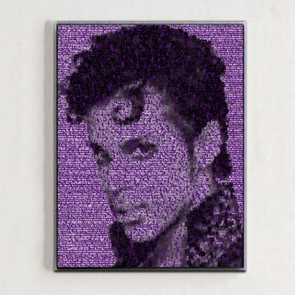 Prince Purple Song List Mosaic Incredible Framed 8.5 x 11 Limited Edition W/coa
